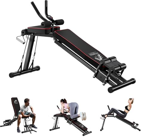 Botifly 3 en 1 Banco de Pesas, Banco de Abdominales, Banco Musculación Multifuncional Estructura de Vía en Forma de H, para Entrenamiento de Cuerpo Entero Gimnasio en Casa
