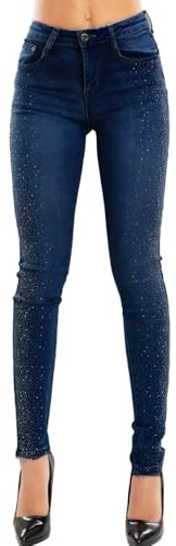 Toocool Jeans Donna Pantaloni Skinny Denim Strass Push up CY-1106 [CY-1673 Blu,XS]