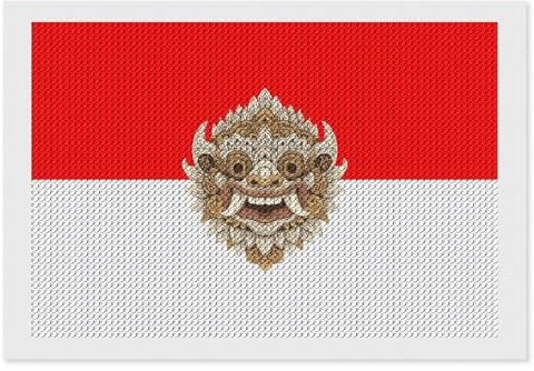 Barong Bali Indonesian Flag Adults Diamond 5D Painting Kit DIY Art Craft Rouns Drill Decoration for Home