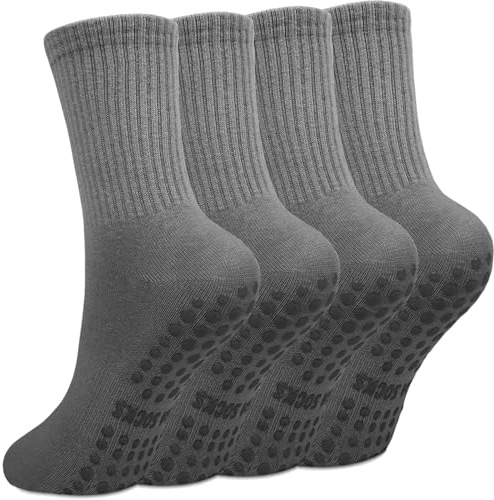 Yikki 4 pares de Calcetines Pilates Mujer Antideslizantes, Suaves Reformadores para Yoga, Baile, Fitness, Gimnasio, Ballet, Trampolín uso Doméstico y Hospital, Talla única