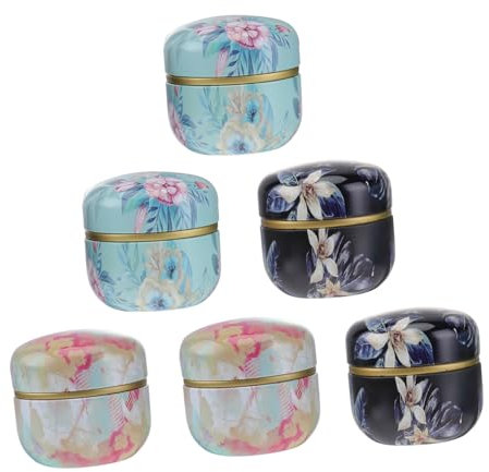 BESTonZON 6 Stück kleine Eisen versiegelte Dose mit Deckel Teedose Aufbewahrungsbehälter Küche Box in DREI verschiedenen Designs