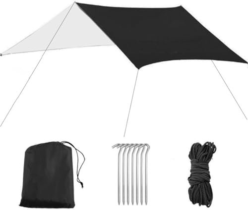 TRIWONDER wasserdichte Zeltplane, Tarp für Hängematte, Regenschutz Sonnenschutz für Ourdoor Camping (Schwarz)