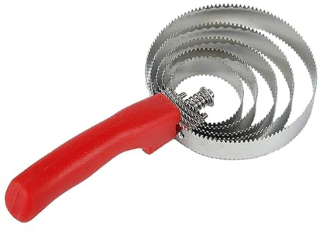 kathson 5 Rings Curry Comb Horse Brush Scraper Reversible Stainless Steel Livestock Shedding Comb with Soft Touch Grip for Dog Horse Grooming Supplies (Red)