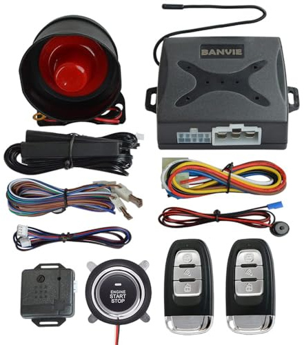 BANVIE ① Passive keyless Entry Car Alarm System + ② Remote Engine Starter + ③ Push to Start Iginition Button (with Siren)