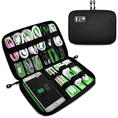 OrgaWise Kabeltasche Kabelorganizer Reisen Kabel Etui Elektronik Zubehör Organizer Tasche Universaltasche für Bag Accessories Handy Ladekabel, Powerbank, USB Sticks (Schwarz)