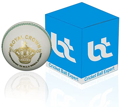 BT Cricketball weiß – 1 Stück Cricketbälle aus echtem Leder für Tag oder Nacht internationaler Standard Cricket und Praxis | Batfreundlicher harter Cricketball aus nachhaltigen Quellen | 156 g