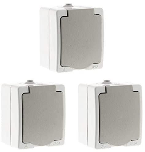 Akya Prise 2P+T 16A Gris Clair IP54, Paquet de 3