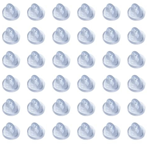 Jiozermi 100 piezas de respaldo de goma de PVC, soporte de pasador de embrague de mariposa transparente, respaldo de pin de solapa de repuesto para ajuste insignia uniforme de tachuelas de corbata