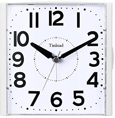 Tinload Sveglia analogica per anziani con luce notturna, quadrante grande 4,7 pollici, orologio da tavolo con funzione snooze, forte suono a 3 livelli, funzionamento a batteria