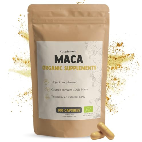 Cupplement | Maca Capsules 100 pièces | Biologique | 500 mg par capsule de la plus haute qualité