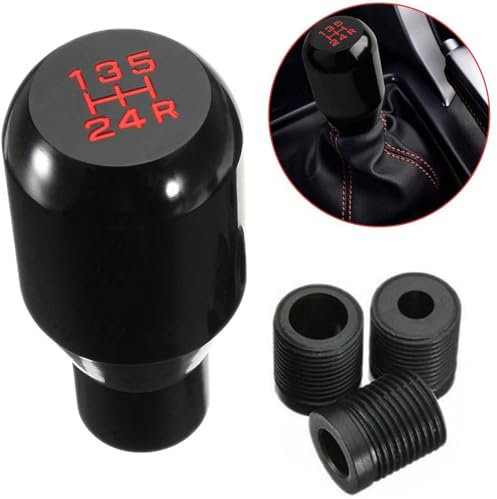 OBEST Pomello Cambio Universale con Adattatore,Manuale 5 Marce Leva Pomello del Cambio,Accessorio per Auto Stile da Corsa … (Black)