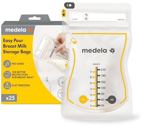 Medela - Bolsas de almacenamiento para leche materna, desechables e impermeables, con protección de leche, reciclables y sin BPA, capacidad de 210 ml