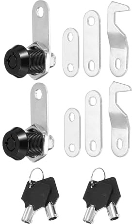 PATIKIL 5/8 tum svart skåplås med svart nyckel, 2-pack zinklegering kamlåscylinder RV lås set nyckel likaså för skåp husbil låda förvaring dörr verktygslåda