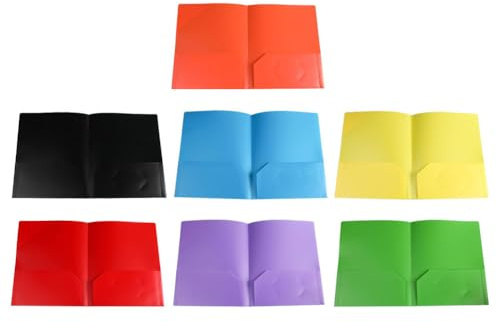 SEWACC 7pièces Dossier Plastique Avec Poches Doubles Chemise De Bureau Organisateur De Documents Dossier Pour École Et Bureau Pochettes Plastique Résistantes