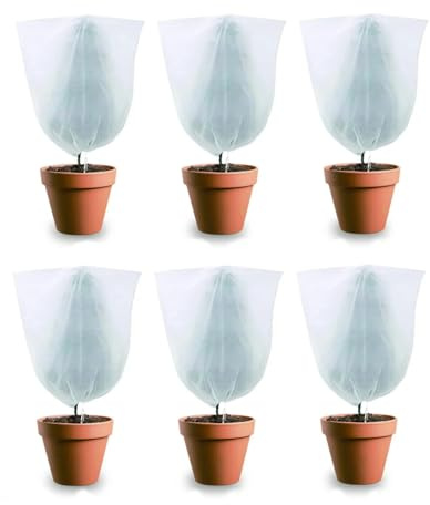 eacommerce - Telo di Protezione Invernale per Piante | Termoclima Antigelo | Tessuto in TNT Leggero | Protezione da Freddo e Insetti | Permeabile all'Acqua e Aria, Bianco Ø60x80 cm - Conf. 6 Pezzi