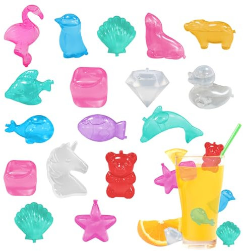 Glacon Reutilisable, RosyFate 30 Pcs Glacons Plastique, Forme Animale, Glacons Plastique Colorés, Cube de Glace Réutilisable, pour Refraîchir les Boissons