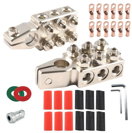 Juego de 12 pinzas de batería de alto rendimiento positivo/negativo, varias conexiones de batería, fácil instalación