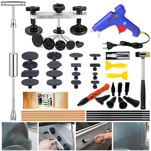 Manelord Ventouse Carrosserie et Kit Debosselage sans Peinture avec Pistolet à Colle, Debosselage Carrosserie, pour Voiture, Réfrigérateur, Moto Corps, Porte