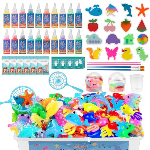 JelyArt Magic Water Gel Elf Toys Set - 56 pezzi DIY Aqua Gel Kit con 20 colori e 16 forme, inclusa scatola portaoggetti, Elfo magico per bambini dai 4 5 ai 6 7 anni