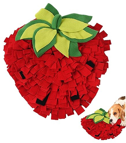 Xoeryoy Snuffelmatta 45 x 35 cm halkfri jordgubbe hund sniffningsmatta säker interaktiv stressavlastning kaninfoder för marsvin råtta hamster