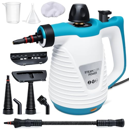 RAYNEAY Steam Cleaner Handheld, 350ml Capacity High-Pressure Steamer Cleaning with Safety Lock and 9 Accessories for Home, Kitchen, Sofa, Car, Fast Heat-Up