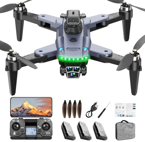 Drone GPS avec Caméra 4K Wi‑Fi 5G, S166, 60 Min d'Autonomie, Moteur sans Balais, Retour Auto, Suivez-moi, Résistance au Vent, <249g, 3 Batteries, Idéal pour Adultes (Noir)