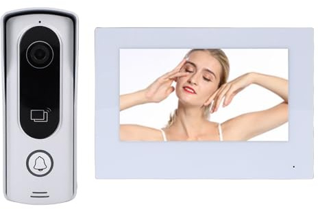 Oreilet Système D'interphone Vidéo Filaire, Caméra Infrarouge Grand Angle 120°, Sonnette écran 2 Voies avec écran Caméra pour Villa, Maison, Appartement, Intérieur, Vision Nocturne (Prise UE)