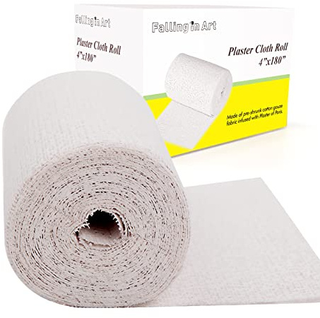 Falling in Art Plaster Cloth Rolls, 500gsm Plaster Strip, Plaster Gauze Bandages for Craft Projects, Mask Making, Belly Casts, Body Molds, 4inch x180inch, Single roll