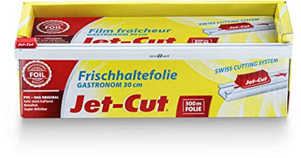 Film alimentaire Jet-Cut à découper, format gastronomie 30 cm x 300 m, PVC transparent