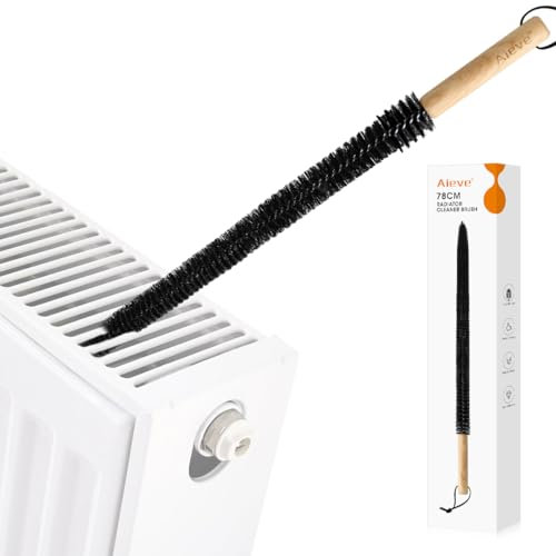 Aieve Radiator Cleaner Brush, Radiator Brushes for Cleaning, Long Flexible Radiator Duster with Wood Handle for Radiator (78CM)