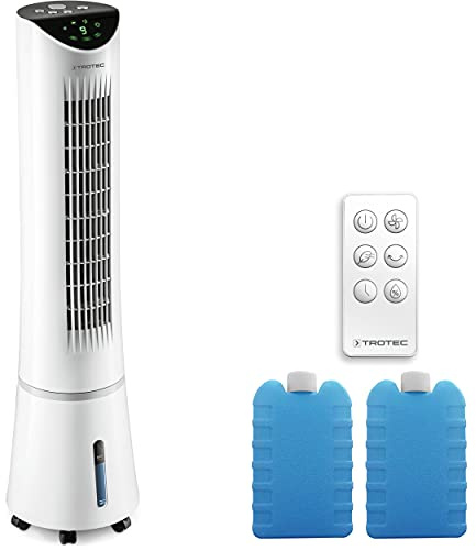 TROTEC Aircooler PAE 29 - Rinfrescatore d'aria 3 in 1 con design ventilatore a torre per il refrigerio, la ventilazione e l'umidificazione dell'aria, nero