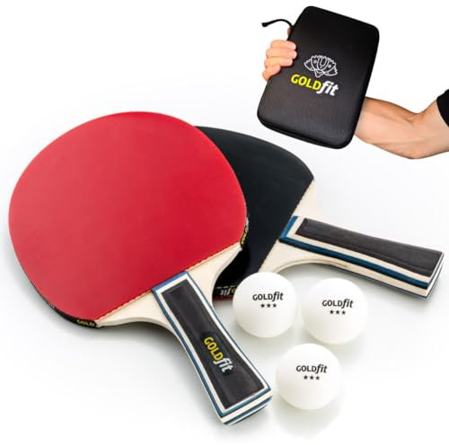 Tischtennisschläger Set 2er Set, Ping Pong für Anfänger und Profis, Outdoor Tischtennis Set mit 2 Schlägern + 3 Bällen, Tischtenniskellen für Freizeit und Wettkampf, mit Schutzhülle