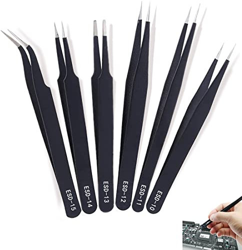 6 Pièces Ensemble De Pinces De Précision Ensemble De Pinces Antistatiques,Utilisé Pour l'Électronique, Les Bijoux,l'Artisanat, Les Travaux De Laboratoire,Les Loisirs Et Autres Outils De Maintenance