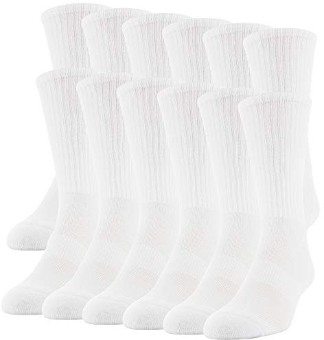 Gildan mens Performance Crew Socks, 12 Pairs Socks, White, Large US