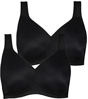 Ulla Popken Damen große Größen Übergrößen Plus Size Mikrofaser-BH, 2-er Pack, ohne Bügel, vorgeformte Cups schwarz 95D 793032130-95D