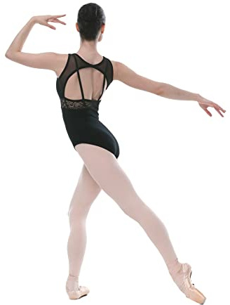 Dance Favourite Round Neck Leotard with Mesh & O-Shape Open Back, L226, M
