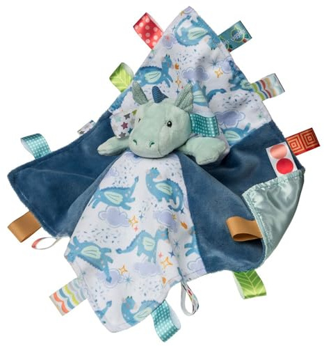 Taggies Stuffed Animal Lovey Security Blanket with Sensory Tags, 13 x 13-Inches, Drax Dragon