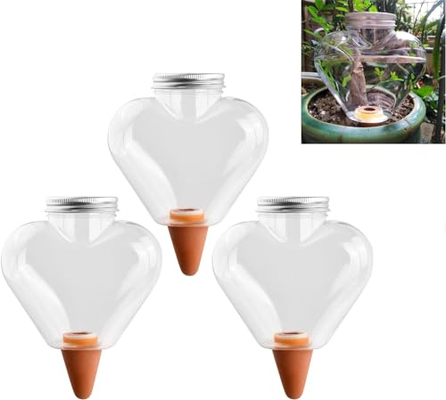 3 Pcs Globe d'Arrosage Plante 500ml, Arrosage Automatique Transparent avec Cône d'Écoulement, Ampoules Boule Système d'irrigation Jardin Plastique, Distributeur d'eau Plantes Intérieur Extérieur (A)