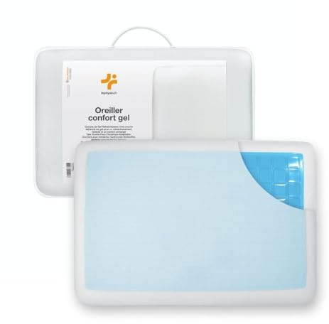 Inphysio Oreiller Ergonomique en Mousse à Mémoire de Forme avec Gel Rafraîchissant - Coussin Rectangulaire - Oreiller Orthopédique - Taie Double Face - 60x40x13 cm - Blanc