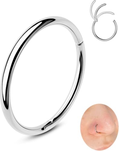 OUFER 20G Anellino Naso Acciaio Chirurgico 316L Piercing Naso Donna 9 mm Anello Nose Piercing Nostril Cerchio Orecchini Helix Tragus Conch Lobe Daith Trago Clikcer Donne