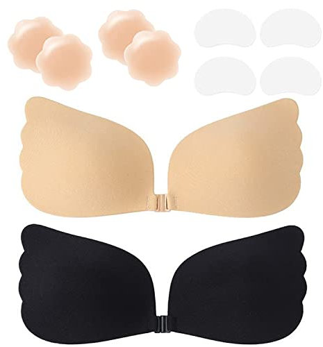 Klebe BH Push up Ohne Träger Unsichtbarer Trägerloser BH zum Kleben Sticky Bra Rückenfreier Klebe-BHS Trägerlos Klebebh Damen Klebepads Große Brust Kleine Brüste für Rückenfreies Kleid und Brautkleid