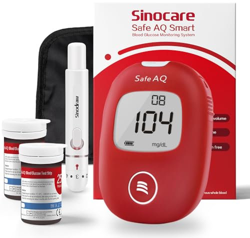 Safe AQ Smart Blood Glucose Monitor Kit with 50 Test Strips & 50 Lancets, No Coding Required, Fast 5s Results, Lancing Device, Accurate Blood Sugar Testing Meter with Carrying Case for Diabe
