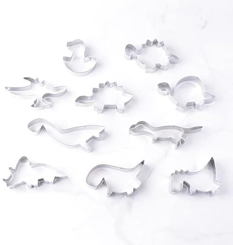 10 Piezas Cortador De Galletas Dinosaurios,Acero Inoxidable Cortador De Galletas Animales Moldes,Cortadores De Sandwich,Cortadores De Dinosaurio,Para Decoración De Cumpleaños De Dinosaurio