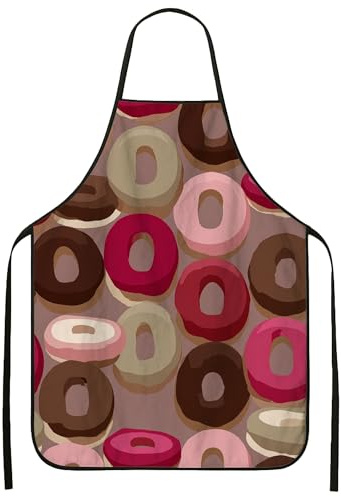 Delantal con patrón de donas para cocinar, colorido delantal de cocina para adultos, divertido diseño culinario, delantal lavable para hornear B, Con color, 24x31 Inch