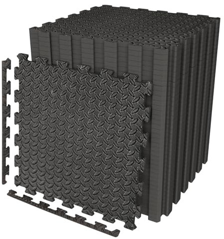 SAFRI Large 60cm x 60cm Black Interlocking Caravan Awning Floor Mat Camping Picnic Garden Outdoor/Indoor Non Slip Floor Matting 10mm thick (24Mats-96 square feet)