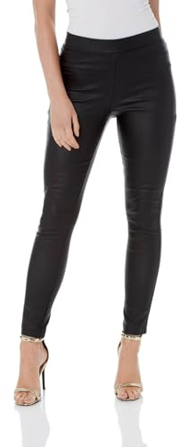 Roman Originals Women Faux Leather Trousers - Ladies PU Mat High Waisted Pull On Legging Waterproof Pants Wet Look Latex Imitation Stretchy Jeans Tight Slimming Anti Cellulite - Black - Size 16