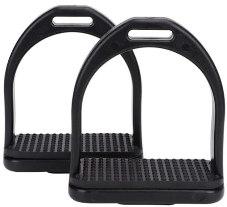 2PCS High Strength Stirrups, Black Engineering Plastics Stirrups with Non slip Rubber Pad Horse Riding Tool Accessories(small)