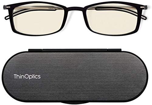 ThinOptics Computer Reading Glasses 1.5 Strength Black Frames - Blue Light Blocking Computer Reading Glasses +1.5 Unisex for Men and Women Computer Glasses, +1.5 Computer Glasses