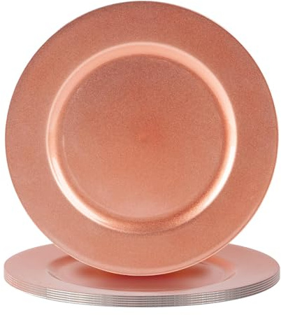 Argon Tableware 6 pièce métallique Chargeur microplaques - fini métallique - 33cm - Rose Gold