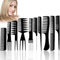 10 Pièces Peigne Salon Coiffure, Peigne en Fibre de Carbone Peigne Professionnel Coiffure Anti-Statique pour Salon Coiffure Barbe Cheveux